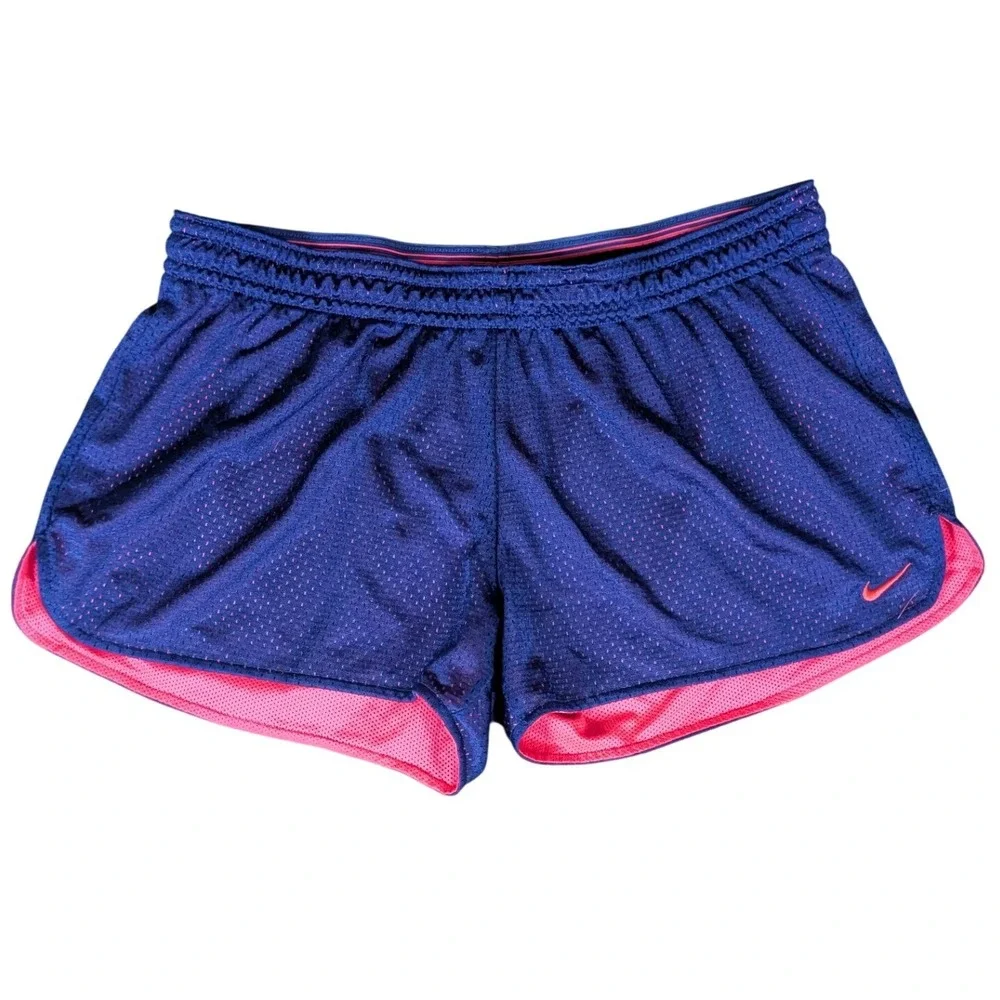 Nike Dri-FIT Mesh Running Shorts Navy Blue Pink Athletic Gym Activewear L